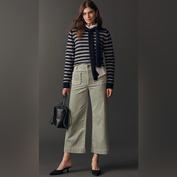 Anthropologie Pants - Anthropologie Colette Scallop Pocket Corduroy Crop Wide-Leg Size 31 Tall NWT
